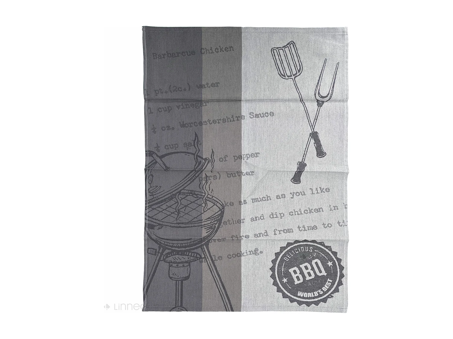 Lot de 2 torchons de cuisine pur coton 50x70 cm collection BBQ gris