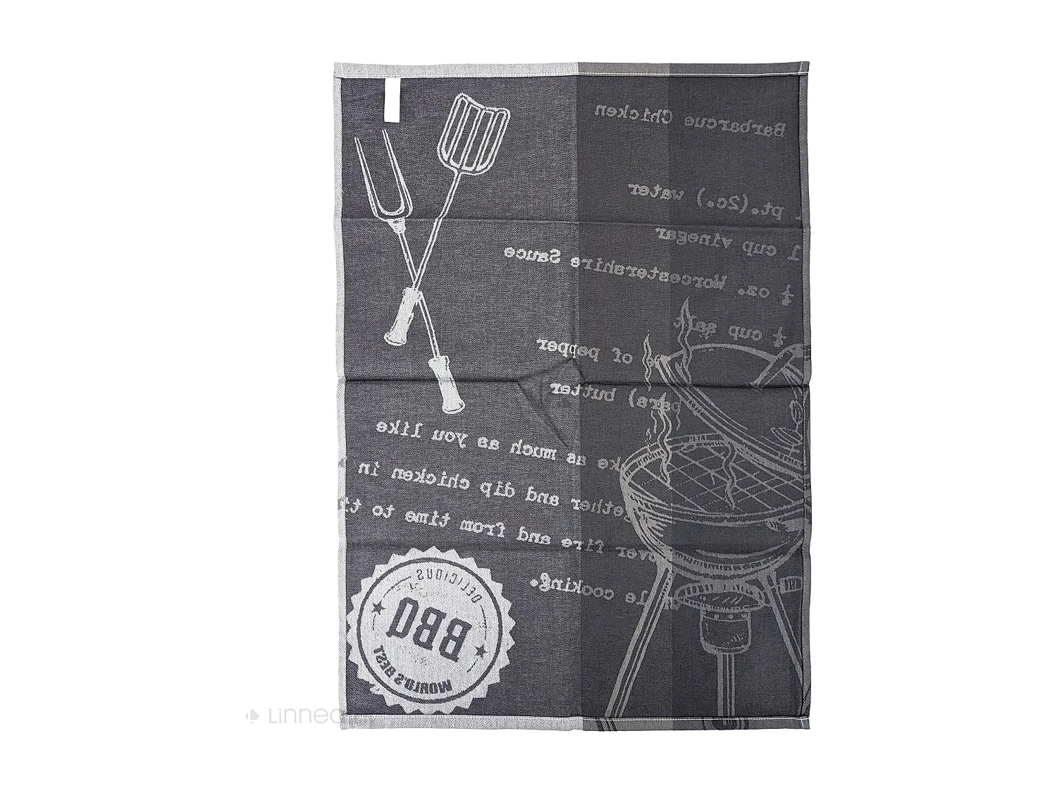 Lot de 2 torchons de cuisine pur coton 50x70 cm collection BBQ gris