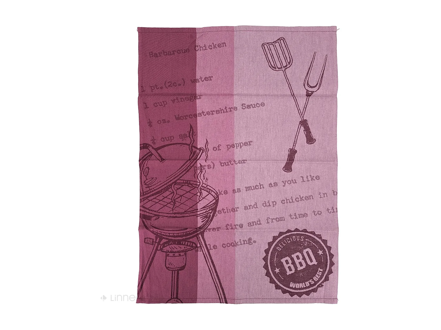 Lot de 2 torchons de cuisine pur coton 50x70 cm collection BBQ rose