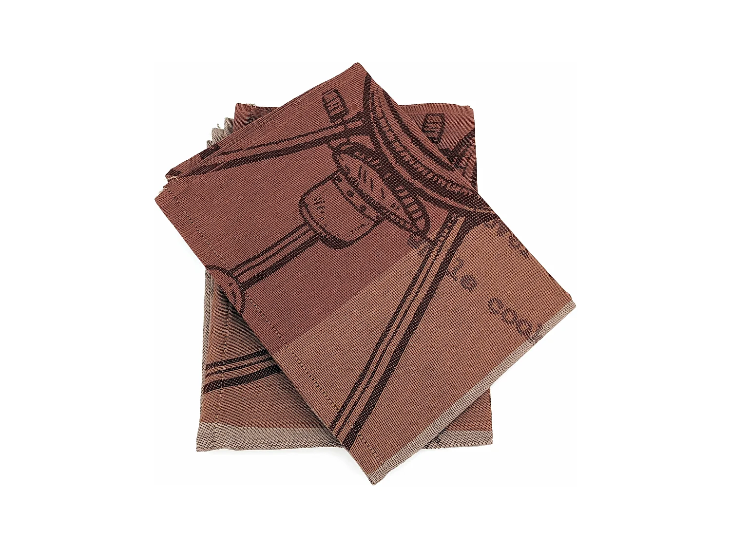 Lot de 2 torchons de cuisine pur coton 50x70 cm collection BBQ beige