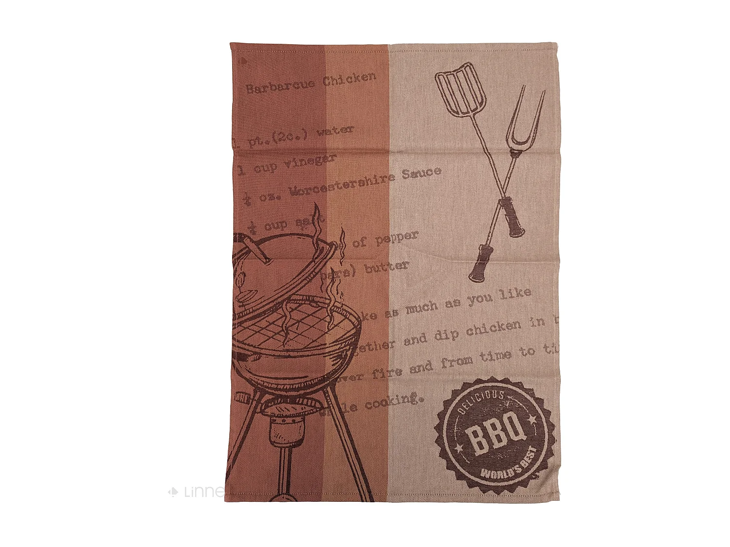 Lot de 2 torchons de cuisine pur coton 50x70 cm collection BBQ beige