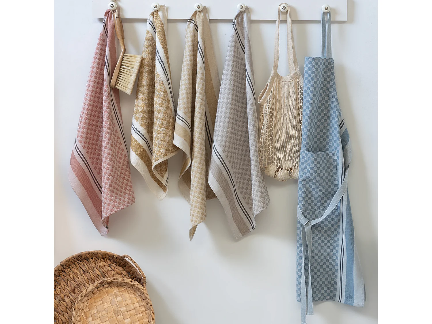 Lot de 2 torchons de cuisine pur coton 50x70 cm FORMENTERA beige