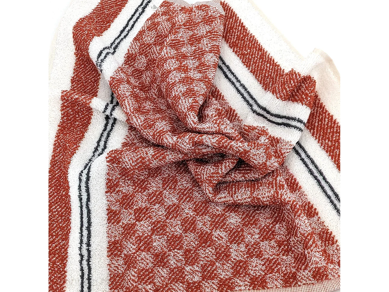 Lot de 2 torchons de cuisine pur coton 50x50 cm FORMENTERA brique