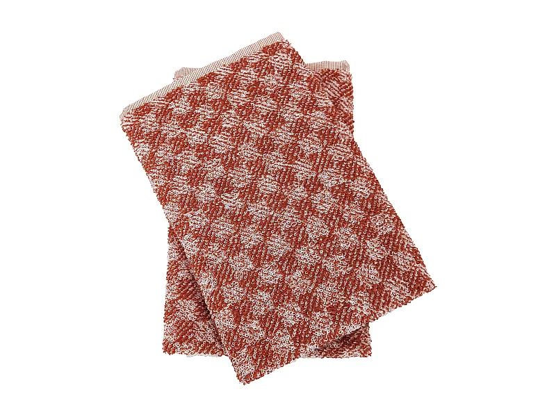 Lot de 2 torchons de cuisine pur coton 50x50 cm FORMENTERA brique