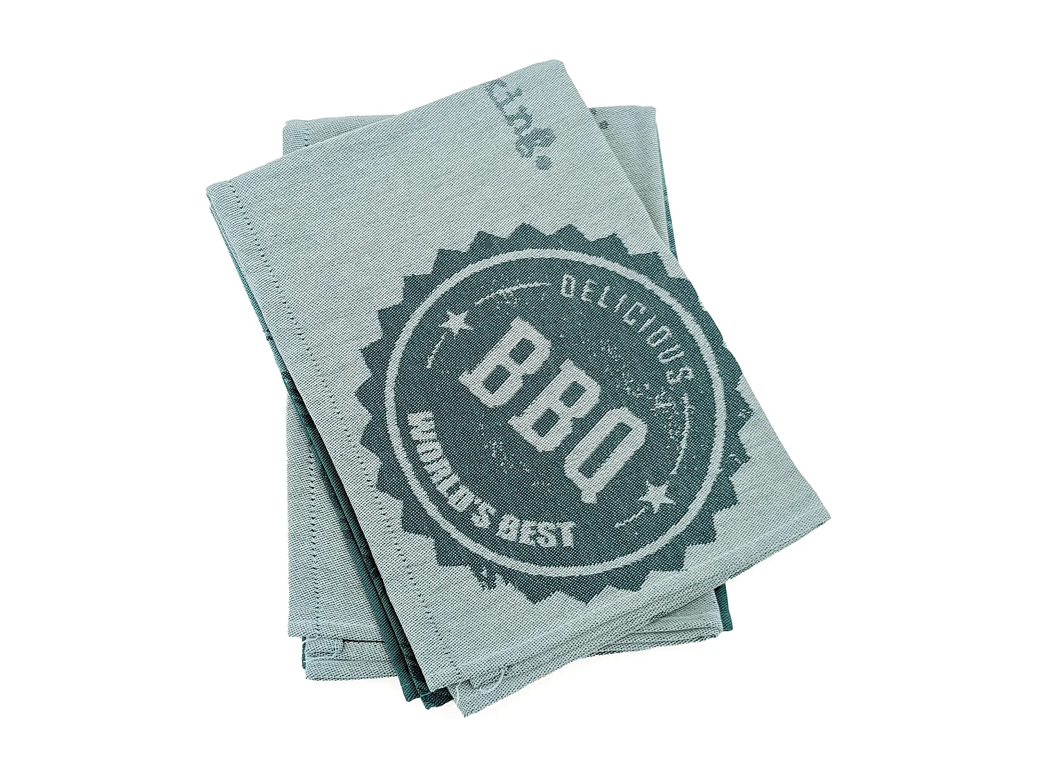 Lot de 2 torchons de cuisine pur coton 50x70 cm collection BBQ vert