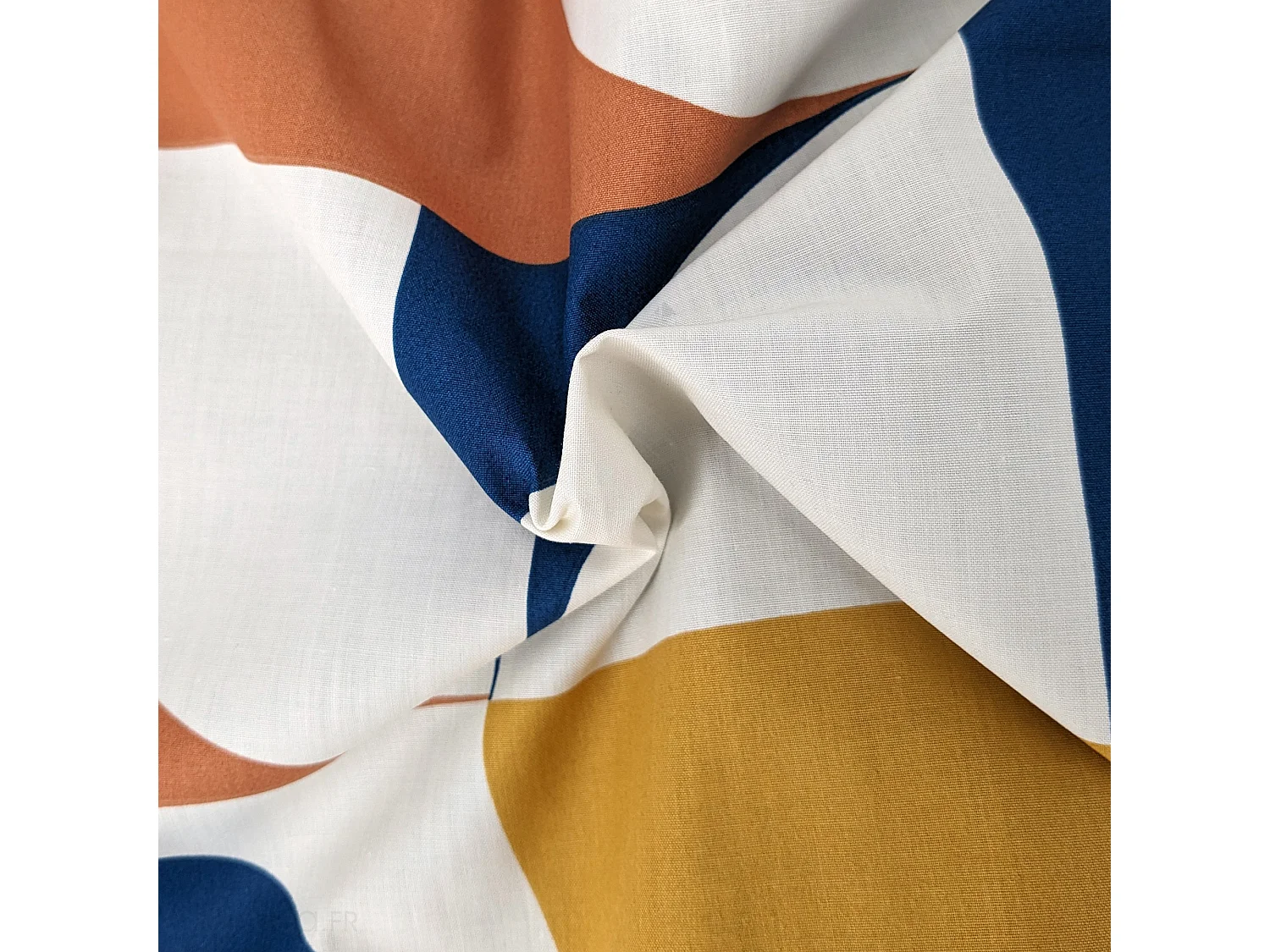 Drap plat 280x325 cm 100% percale de coton MODULO bleu cobalt