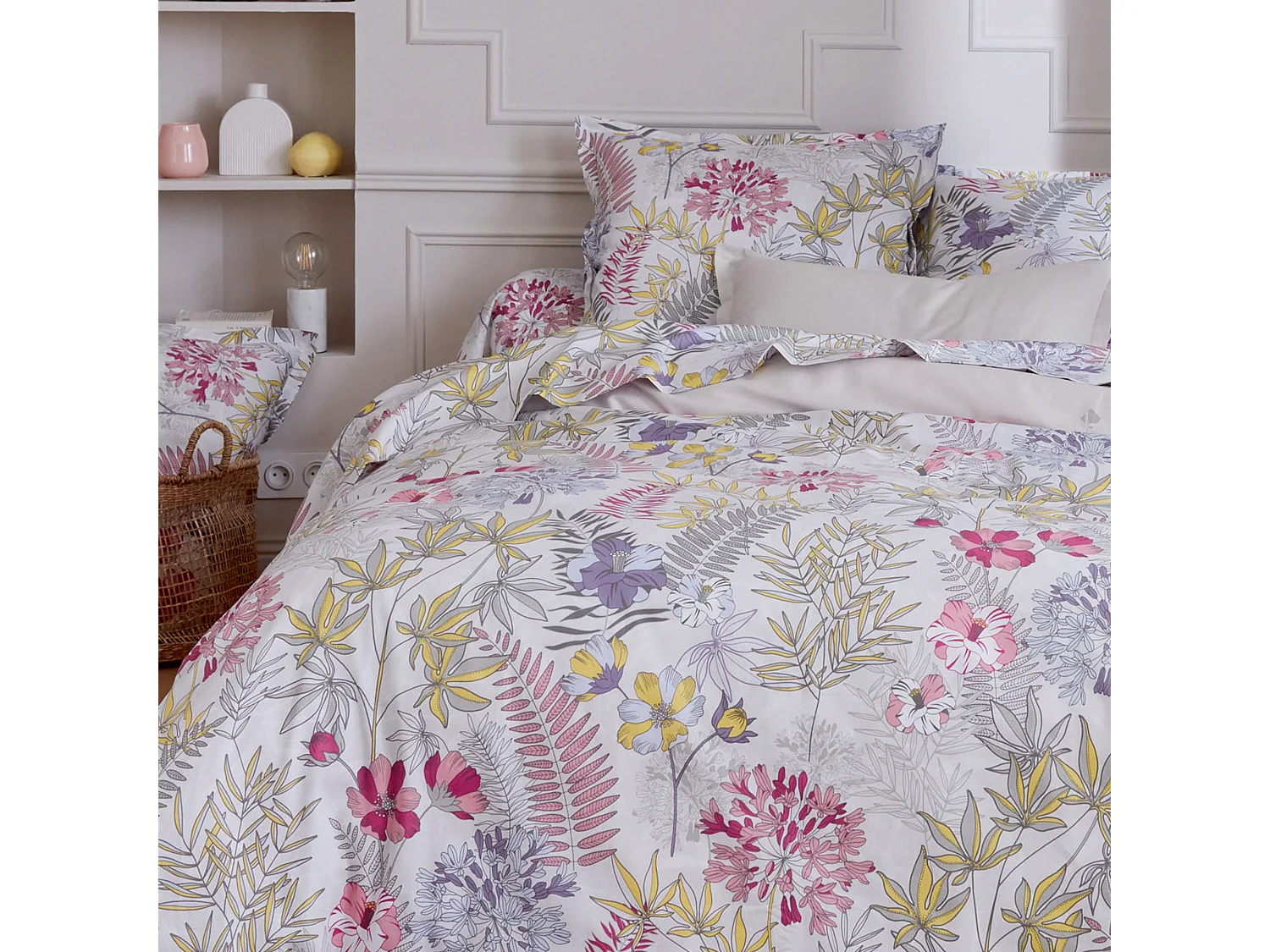 Drap plat 240x310 cm satin de coton ANAÏS multicolore