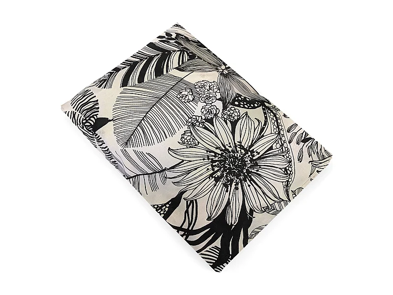 Drap plat 240x310 cm percale de coton ALBA beige/noir