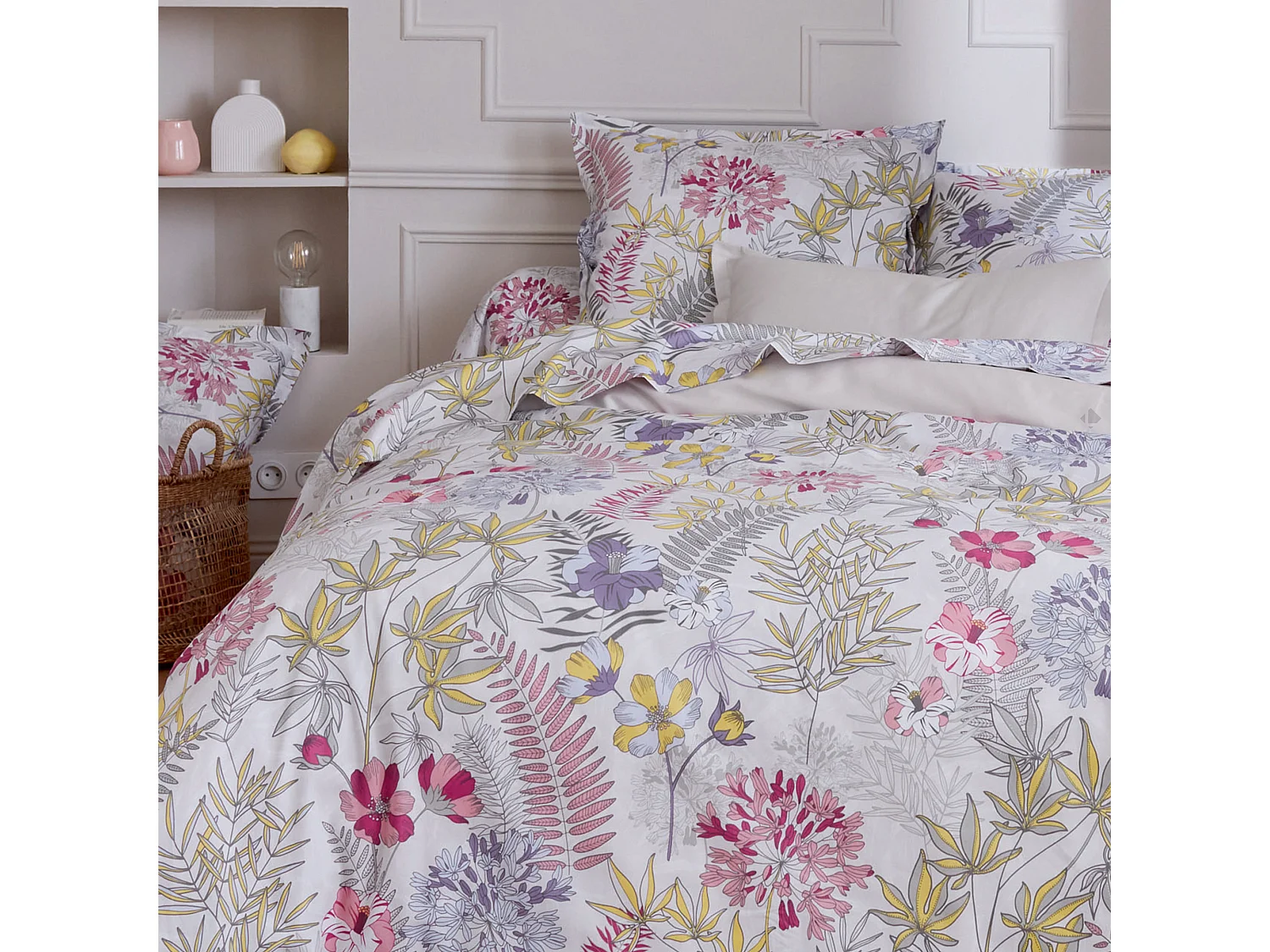 Drap plat 280x325 cm satin de coton ANAÏS multicolore