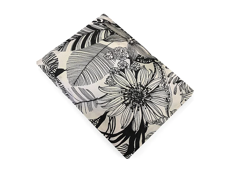 Drap plat 280x325 cm percale de coton ALBA beige/noir