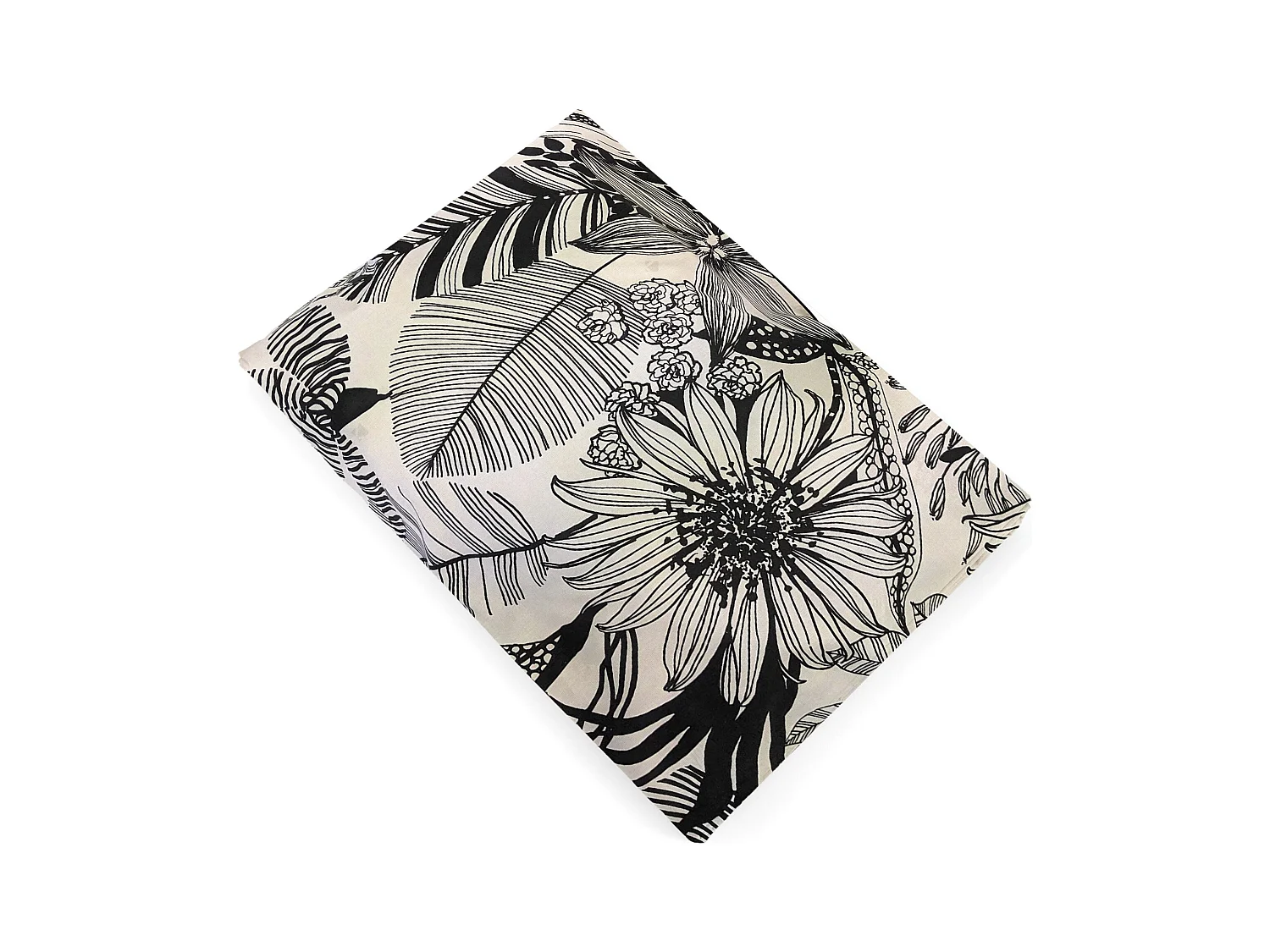 Drap plat 280x325 cm percale de coton ALBA beige/noir