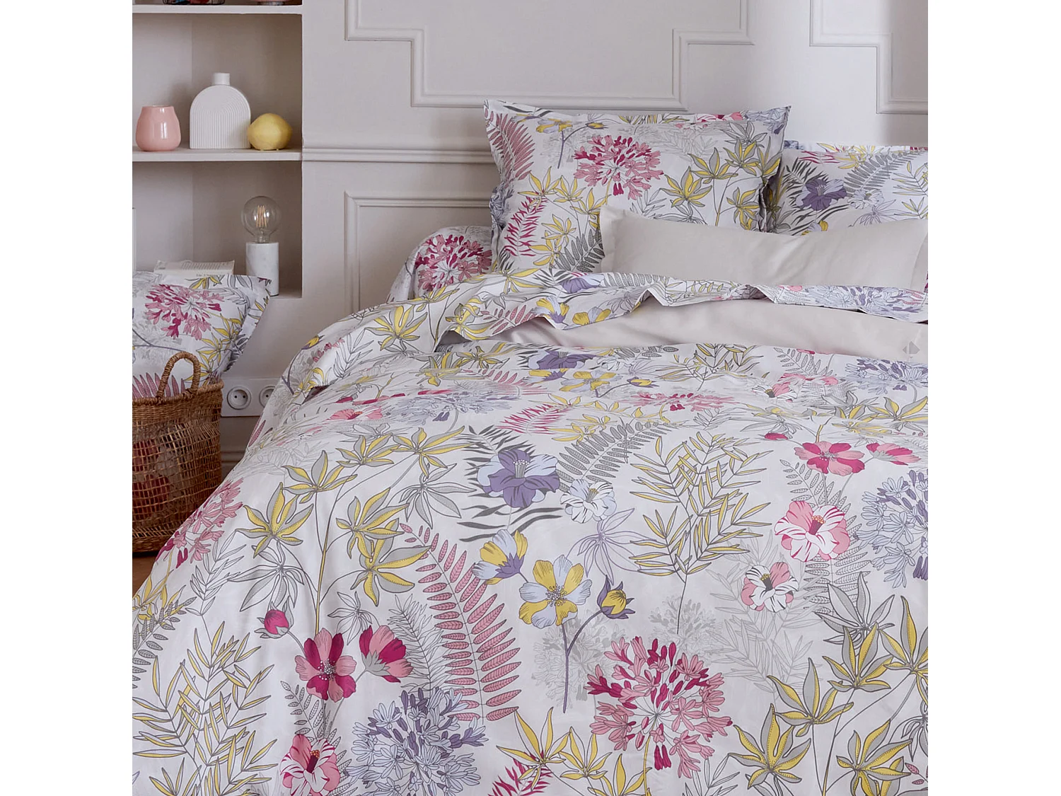 Drap plat 180x290 cm satin de coton ANAÏS multicolore