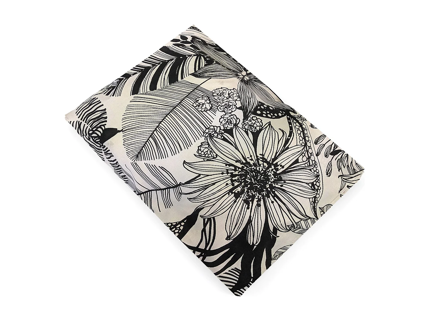 Drap plat 180x290 cm percale de coton ALBA beige/noir