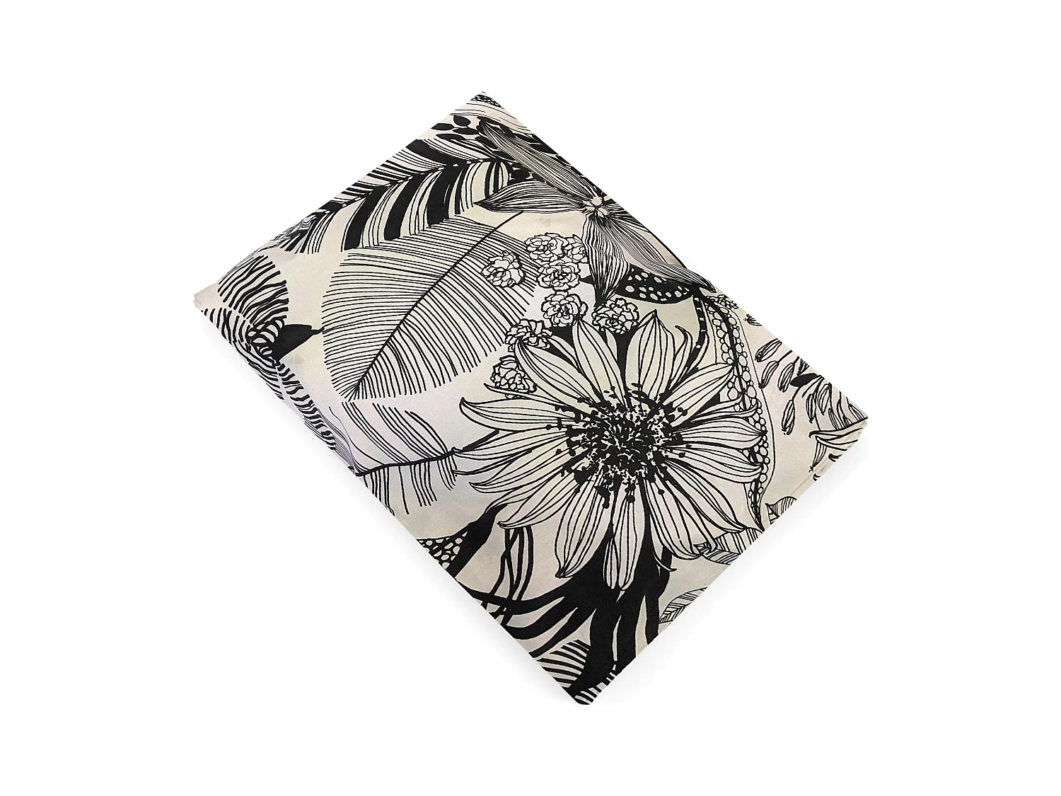 Drap plat 180x290 cm percale de coton ALBA beige/noir