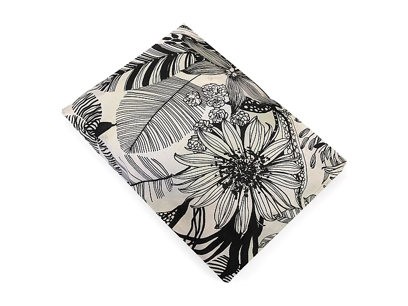 Drap plat 180x290 cm percale de coton ALBA beige/noir