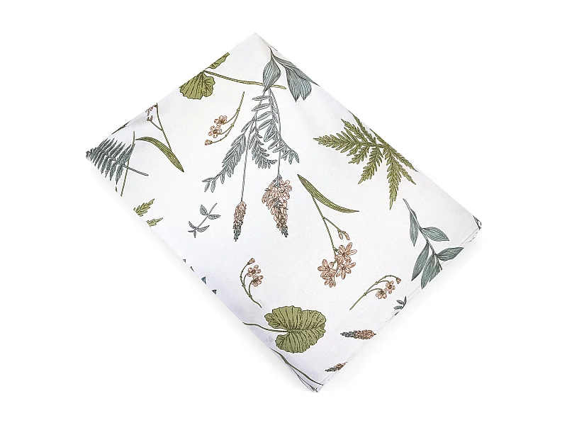 Drap Plat 180x290 cm 100% percale de coton FÉÉRIE Blanc sauge