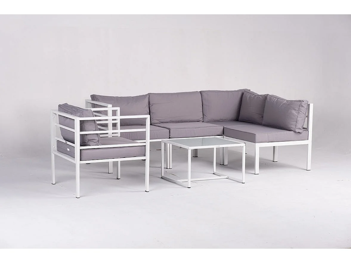 Salon de jardin Madrid 5 places Acier Blanc Kiefergarden