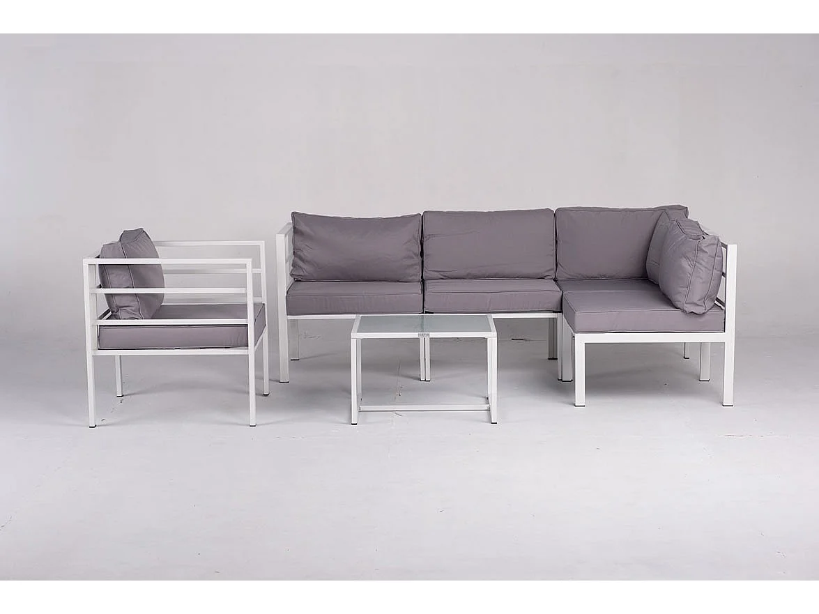 Salon de jardin Madrid 5 places Acier Blanc Kiefergarden