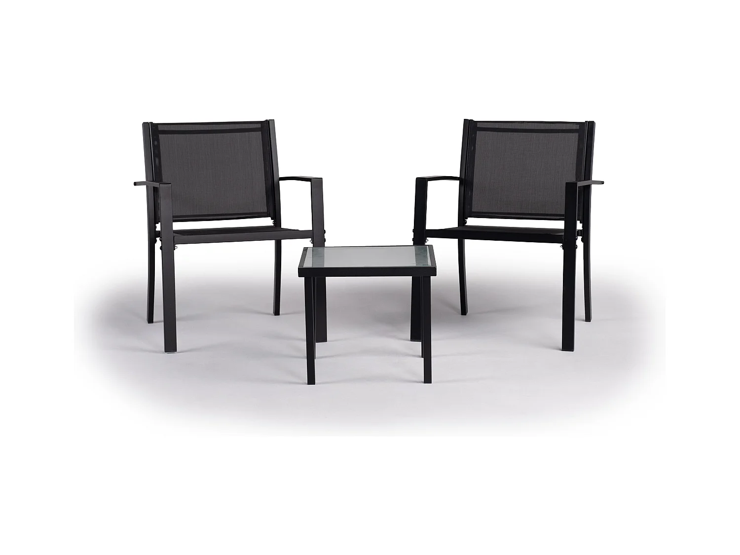 Muebles de Jardín CONJUNTOS SILLAS Monterrey 2 Plazas Acero Negro KieferGarden