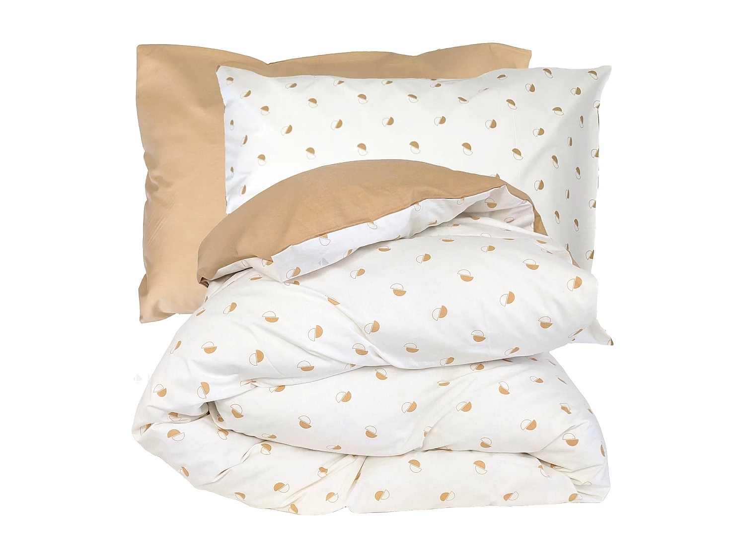 Parure de lit 280x240 cm 50x70 cm percale ALEX marron Moka 3 pièces