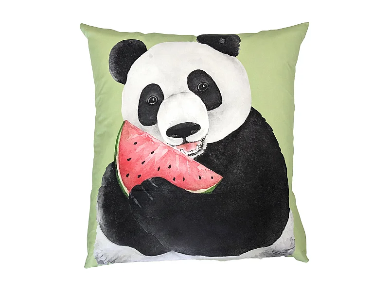 Taie d'oreiller 65x65 cm en 100% percale de coton PANDA vert