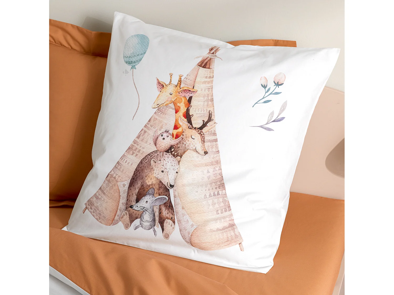 Taie d'oreiller 65x65 cm en 100% percale de coton TIPI blanc