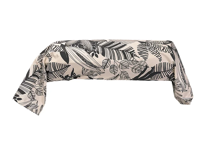 Taie de traversin 200x43 cm percale de coton ALBA beige/noir