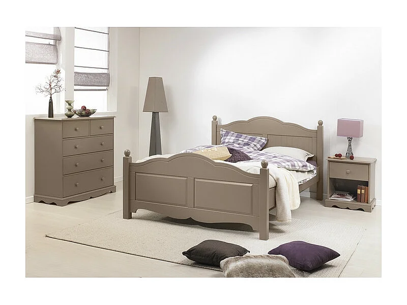 Commode 5 Tiroirs Taupe Style Anglais L 96.2 H 97.4 P 42.5 cm