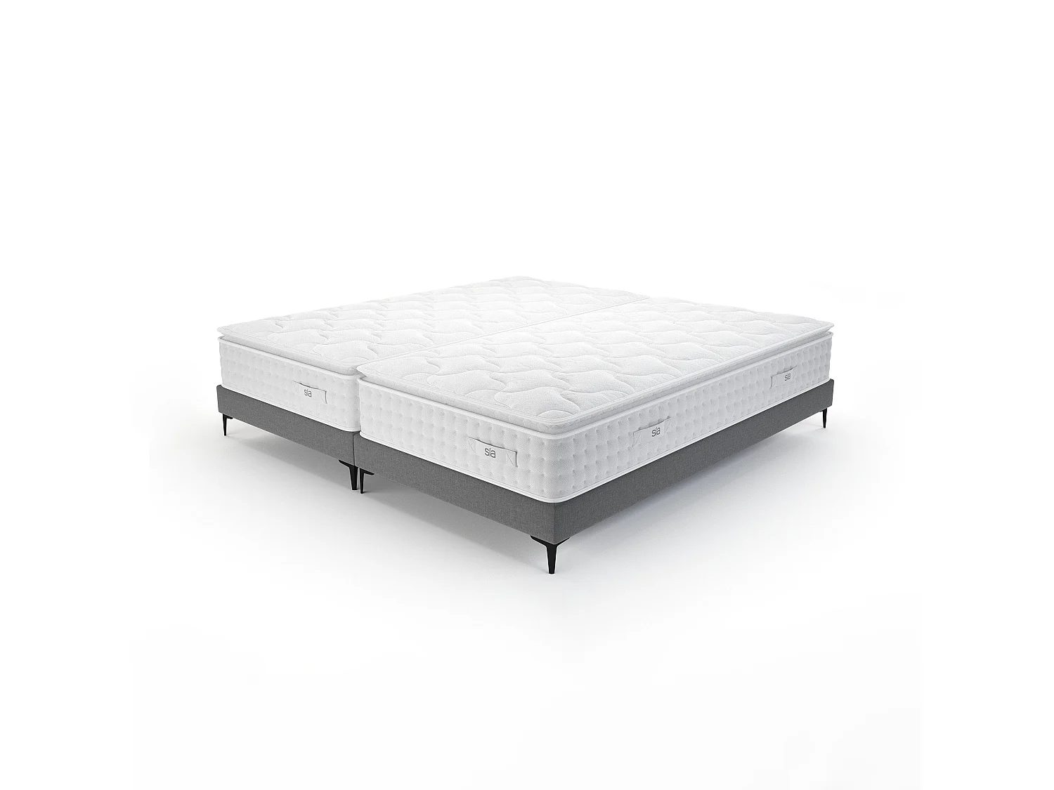 Ensemble 2 matelas 90x200cm ressorts ensachés et 2 sommiers 90x200cm