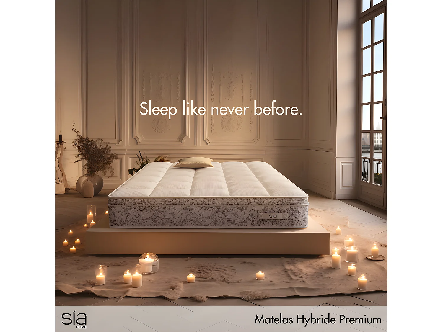 Ensemble matelas ressorts ensachés et sommier 140x190cm