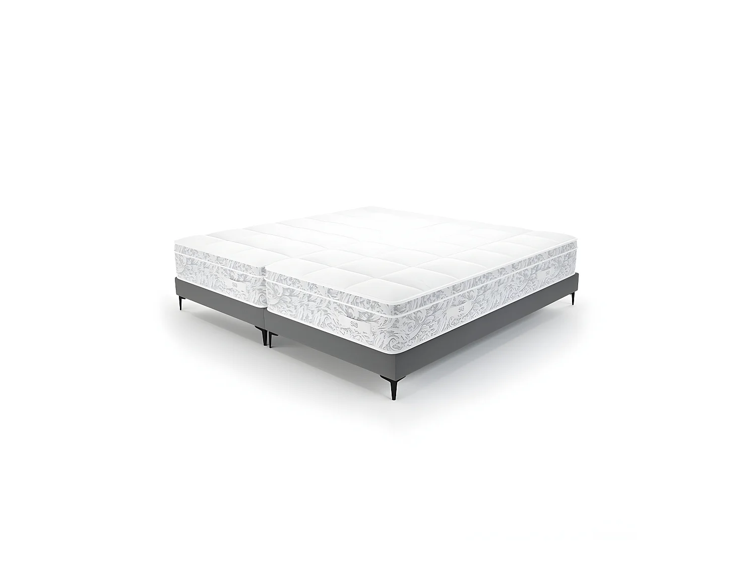Ensemble 2 matelas 90x200cm ressorts ensachés et 2 sommiers 90x200cm