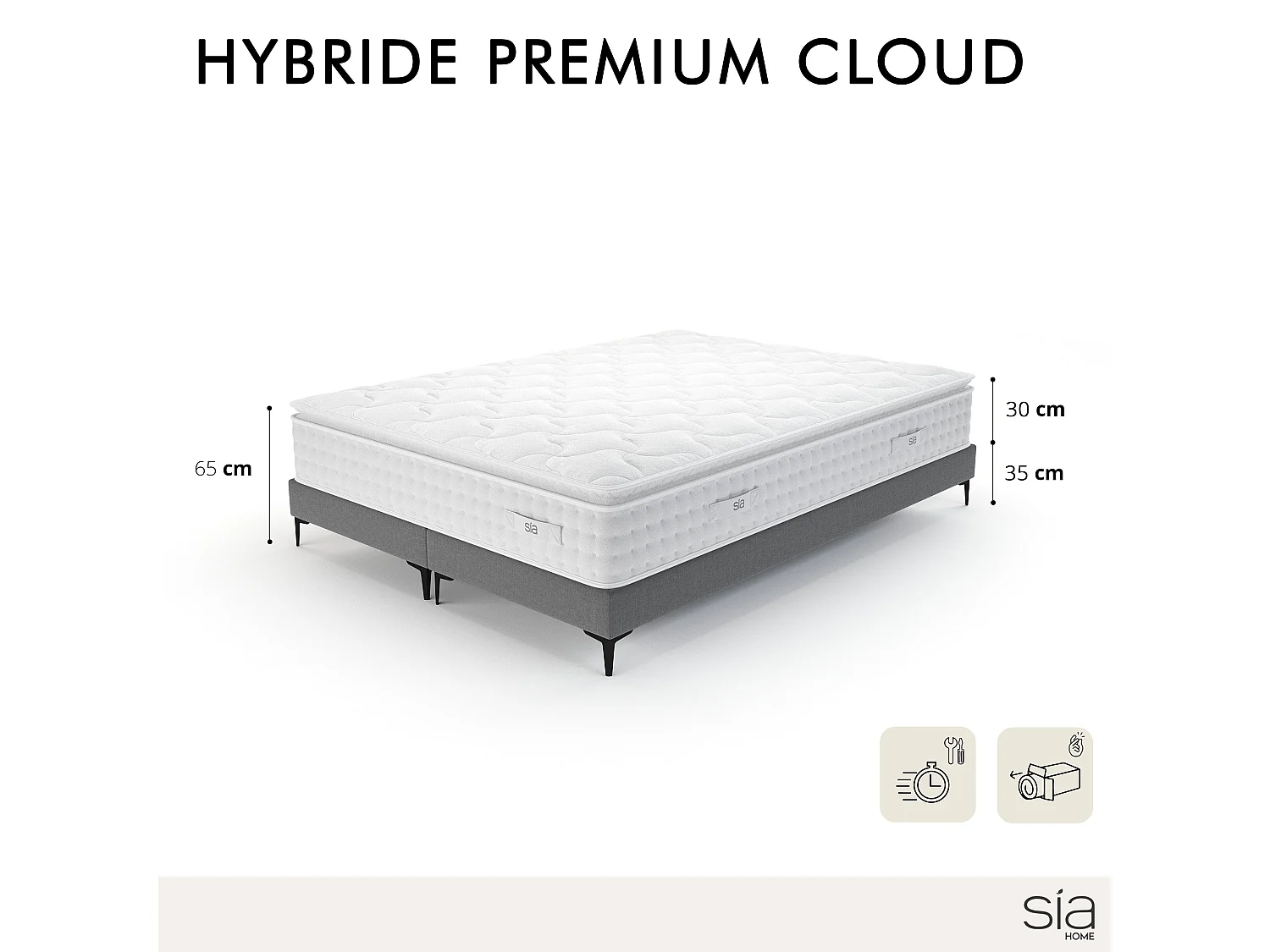 Ensemble matelas 180x200cm ressorts ensachés et 2 sommiers 90x200cm