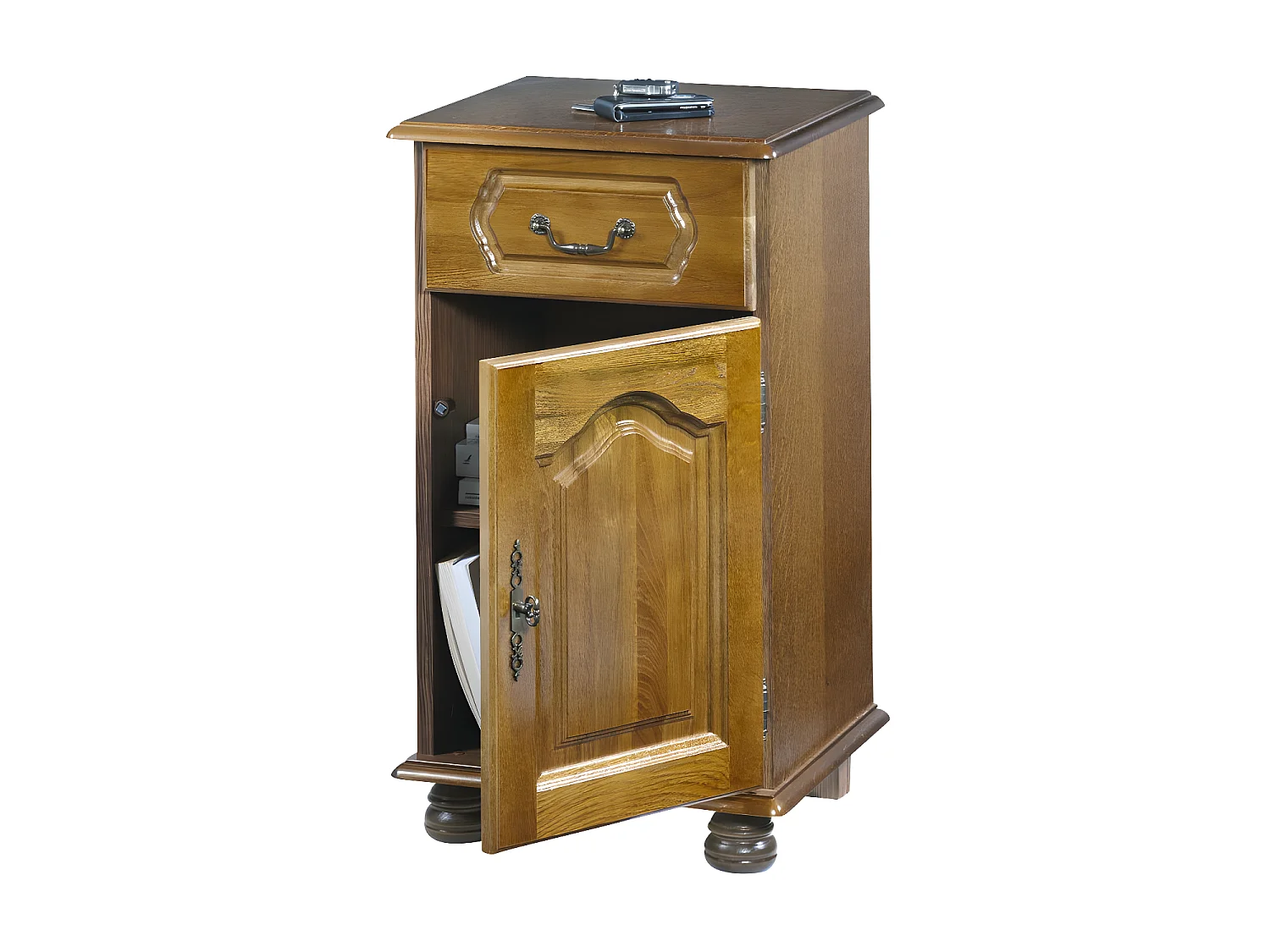 Confiturier Chêne Rustique 1 Porte 1 Tioir 2 Niches L 44.2 H 77.2 P 41 cm