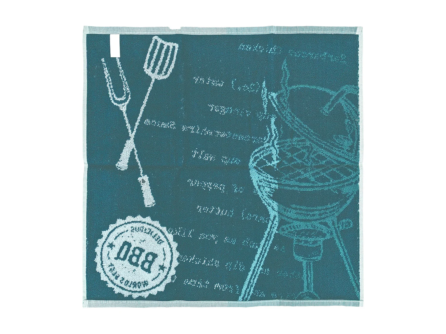 Lot de 2 torchons de cuisine pur coton 50x50 cm collection BBQ vert