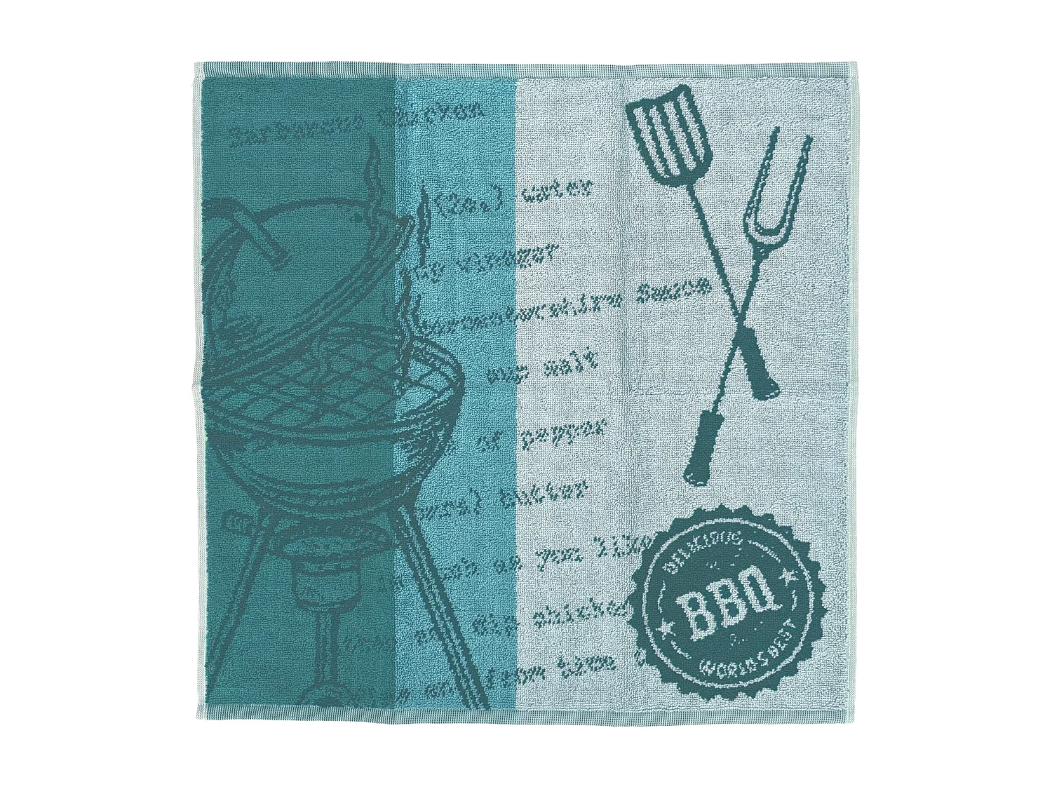 Lot de 2 torchons de cuisine pur coton 50x50 cm collection BBQ vert