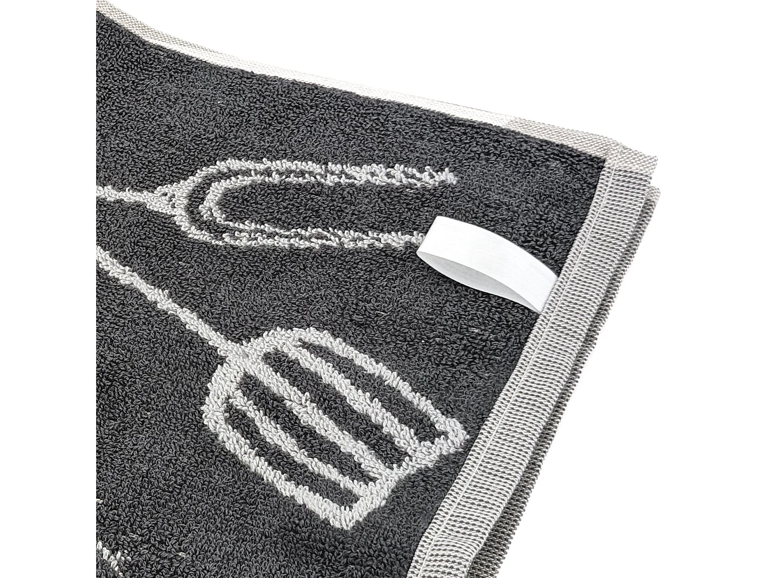 Lot de 2 torchons de cuisine pur coton 50x50 cm collection BBQ gris