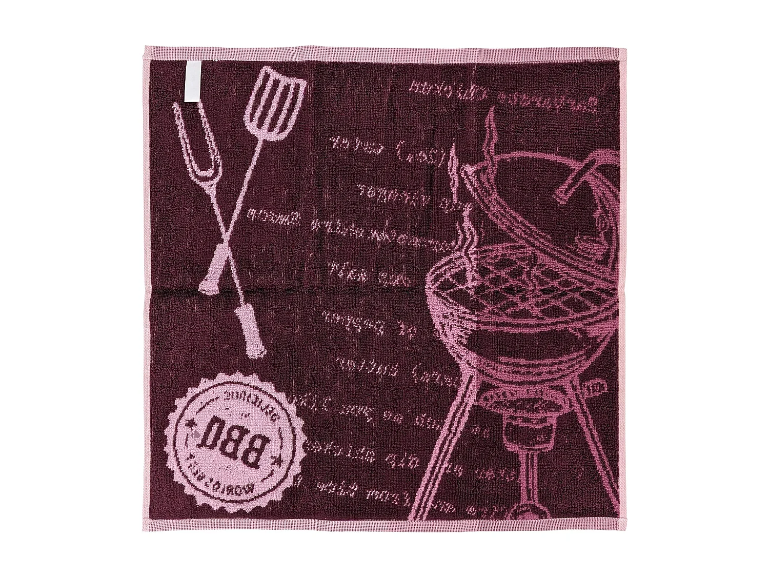 Lot de 2 torchons de cuisine pur coton 50x50 cm collection BBQ rose