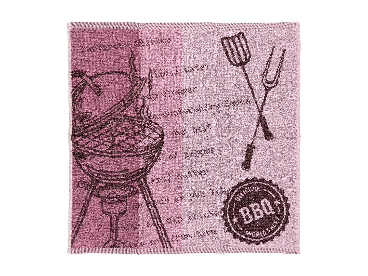 Lot de 2 torchons de cuisine pur coton 50x50 cm collection BBQ rose