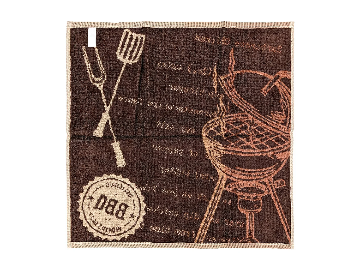 Lot de 2 torchons de cuisine pur coton 50x50 cm collection BBQ beige