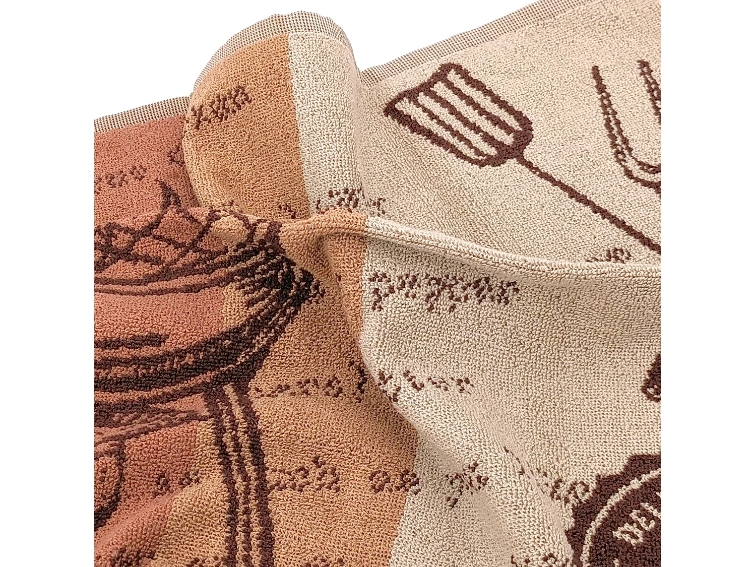 Lot de 2 torchons de cuisine pur coton 50x50 cm collection BBQ beige