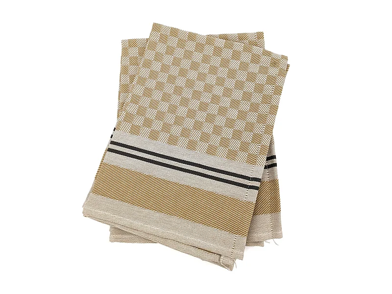 Lot de 2 torchons de cuisine pur coton 50x70 cm FORMENTERA jaune