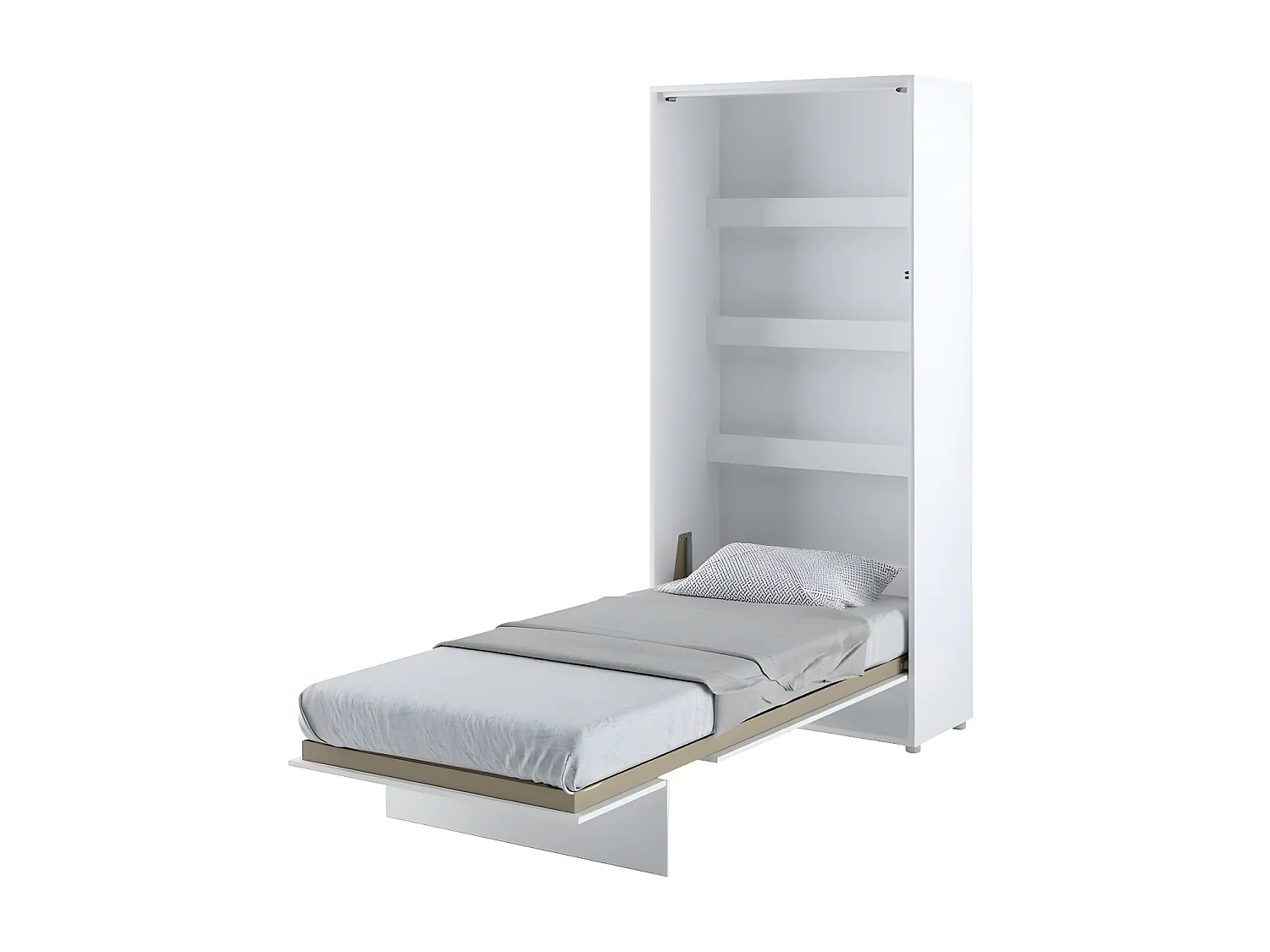Lenart Lit escamotable MATELAS inclus Vertical 90x200cm Blanc brillant Lit Rabattable"Consus"