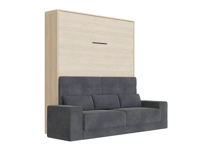 Lit escamotable 180x200cm Vertical Canapé Anthracite Lit Mural SUP M1 Chêne Kaiserberg