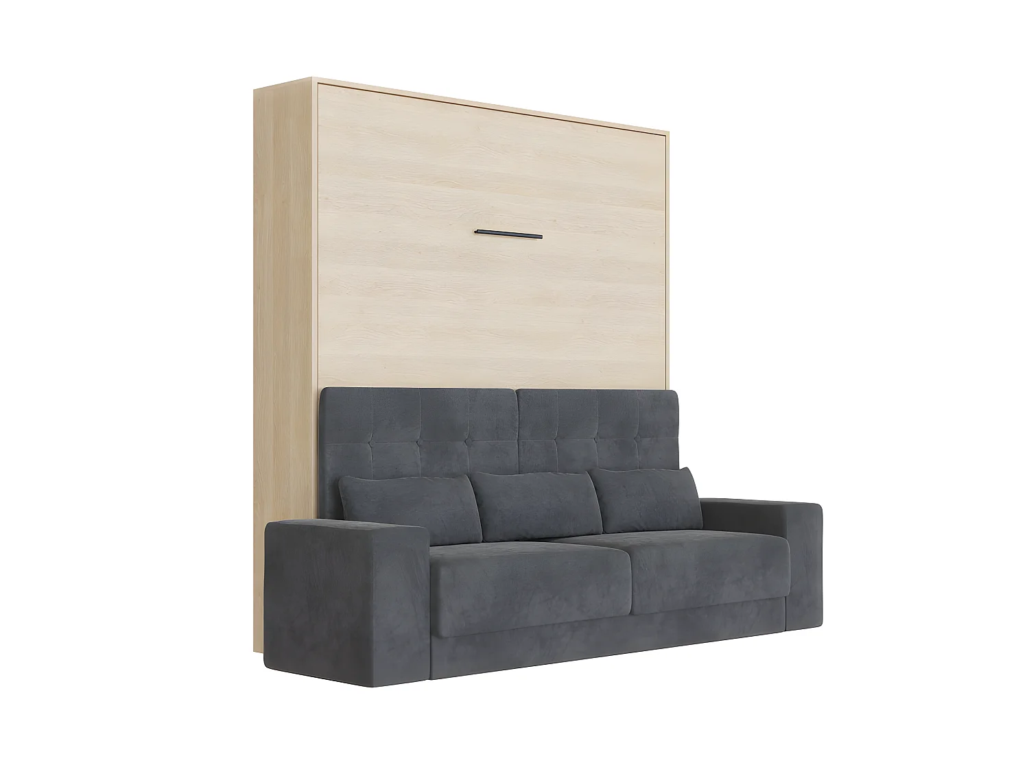 Lit escamotable 180x200cm Vertical Canapé Anthracite Lit Mural SUP M1 Chêne Kaiserberg