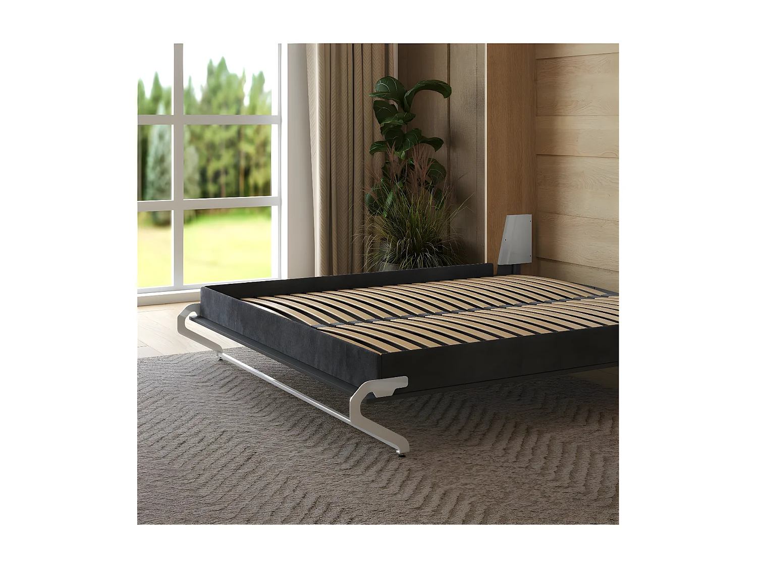 Lit escamotable 180x200cm Vertical Lit Mural SUP M1 cadre rembourré Chêne Kaisersberg/Anthracite