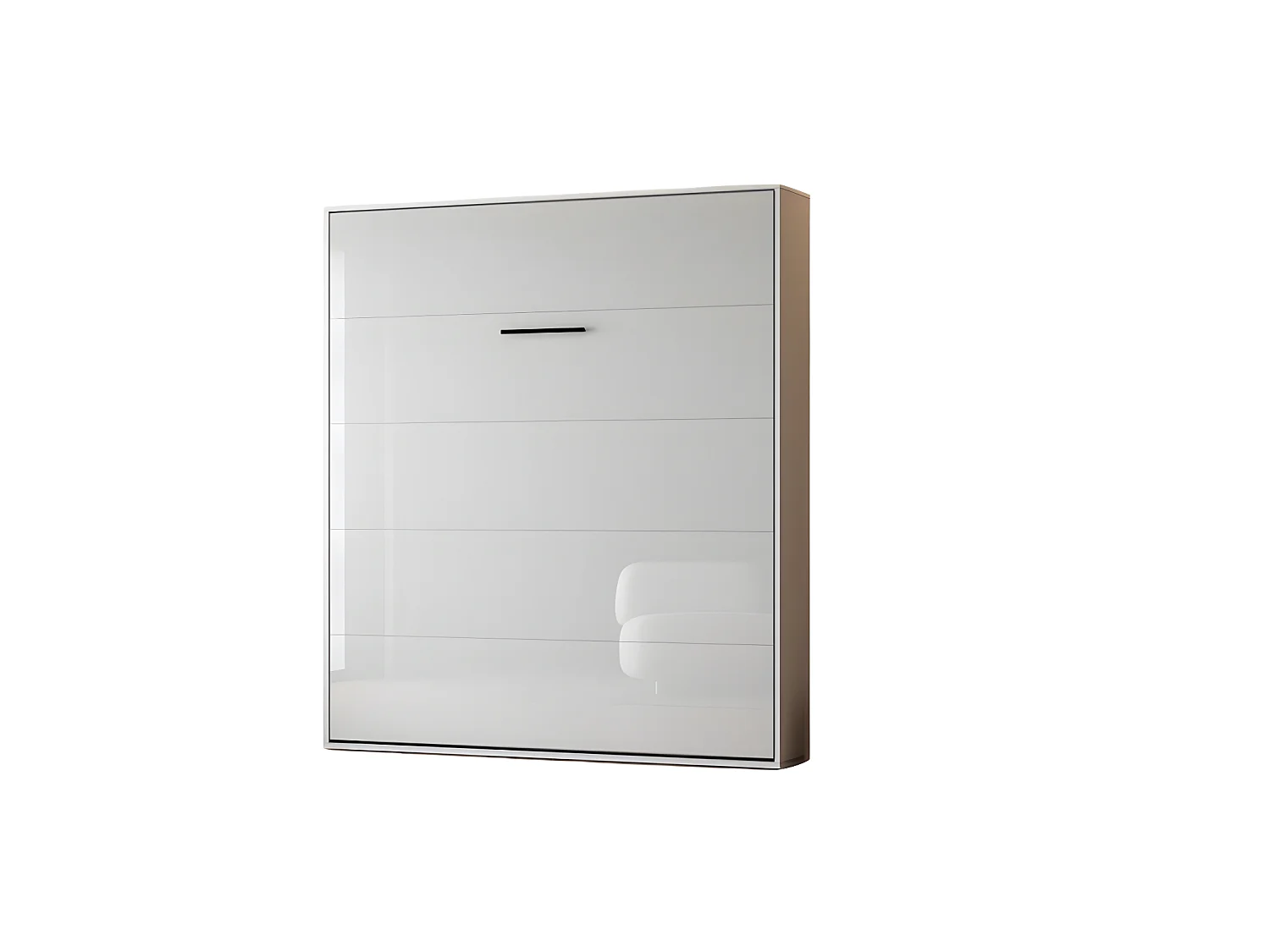 Lit escamotable 180x200cm Vertical Lit Mural SUP M1 avec cadre rembourré Blanc/Blanc brillant