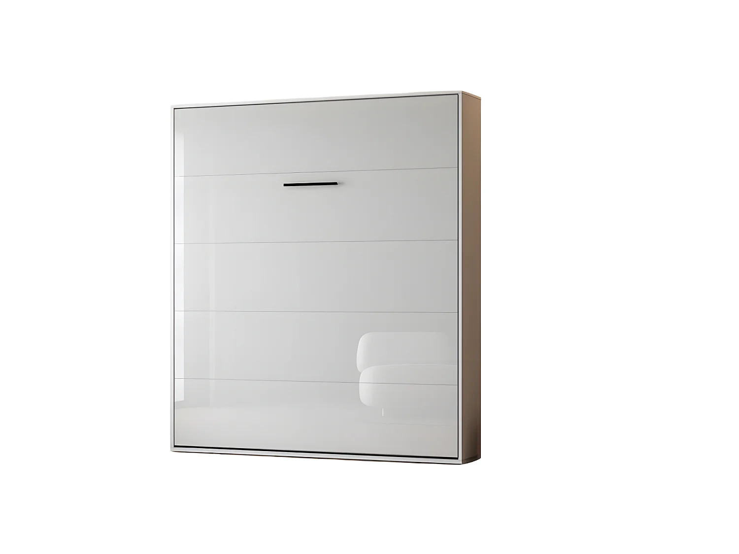 Lit escamotable 180x200cm Vertical Lit Mural SUP M1 avec cadre rembourré Blanc/Blanc brillant