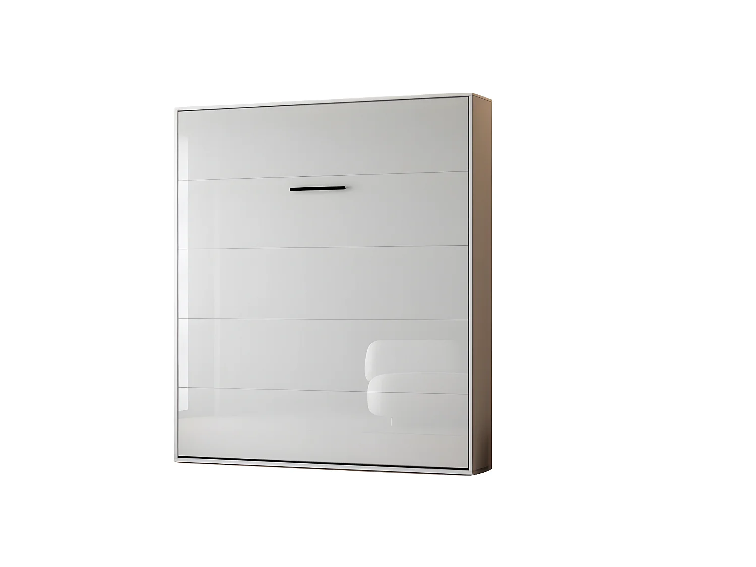 Lit escamotable 180x200cm Vertical Lit Mural SUP M1 avec cadre rembourré Blanc/Blanc brillant