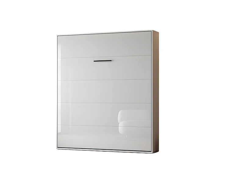 Lit escamotable 180x200cm Vertical Lit Mural SUP M1 avec cadre rembourré Blanc/Blanc brillant