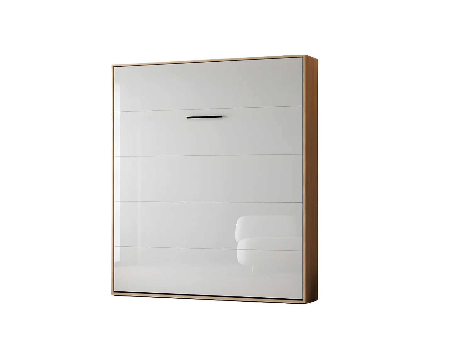 Lit escamotable 180x200cm Vertical Lit Mural SUP M1 cadre rembourré Chêne Kaisersberg/Blanc brillant